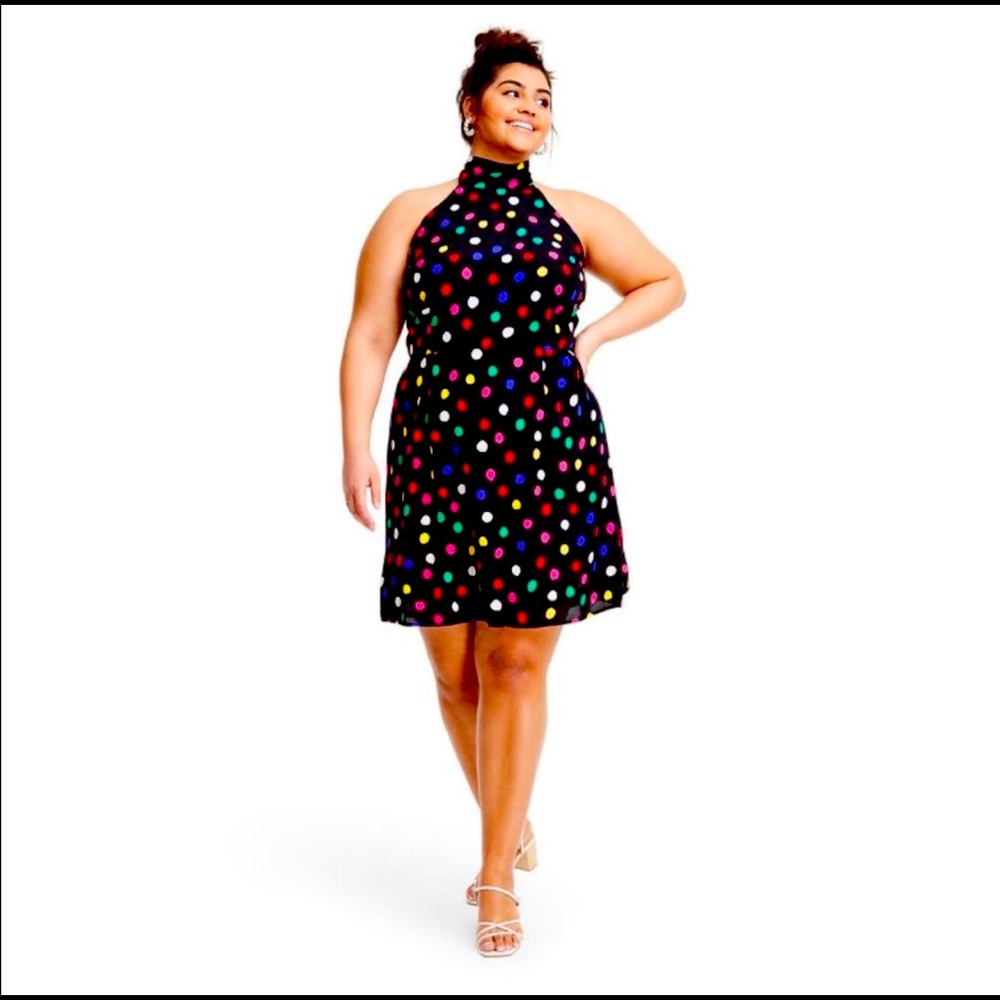 Rixo x Target polk a dot  Sleeveless halter dress